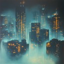 ambient sounds, cyberpunk themes, futuristic cityscape.