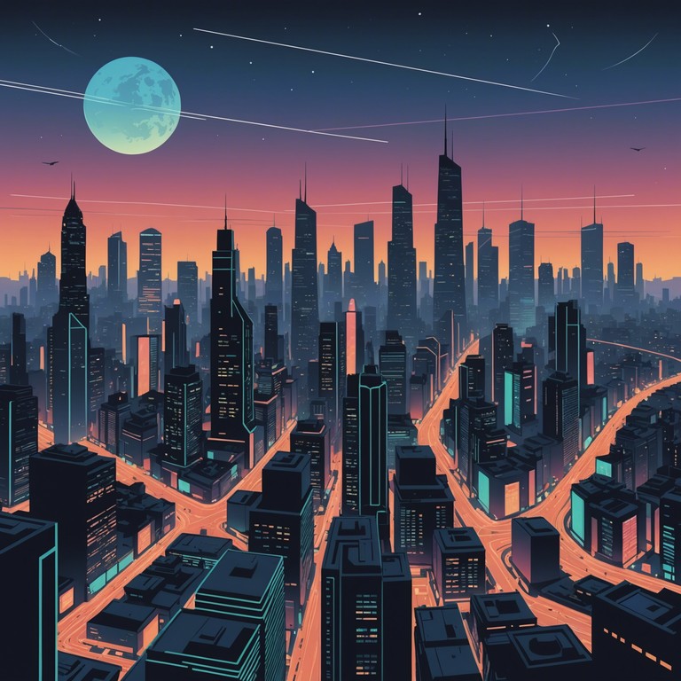 An expansive and detailed sonic painting that mixes dream like sequences with rhythmic pulses to craft an auditory depiction of a futuristic metropolis. The music evokes a sense of wonder and technological advancement, smoothing the way for deep contemplation or background ambiance.