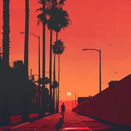 Imagine a slow, dreamy walk down sunset boulevard during the golden era of hollywood. The music captures the essence of a romantic, pastel-colored sunset with a vintage flair, combining smooth orchestral strings with a mellow trumpet lead, evoking a sense of nostalgia and elegance