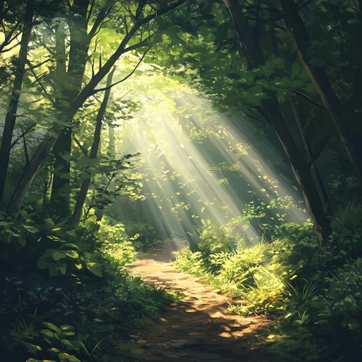 This instrumental piece is a cheerful blend of acoustic guitar that evokes the feeling of sunshine filtering through dancing leaves in a serene forest, uplifting the listener's spirits and bringing warmth and joy.