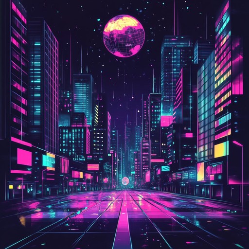 A high octane instrumental blending funky bass riffs, disco drums, and soaring synths, capturing the exhilaration of a vibrant dancefloor bathed in neon.