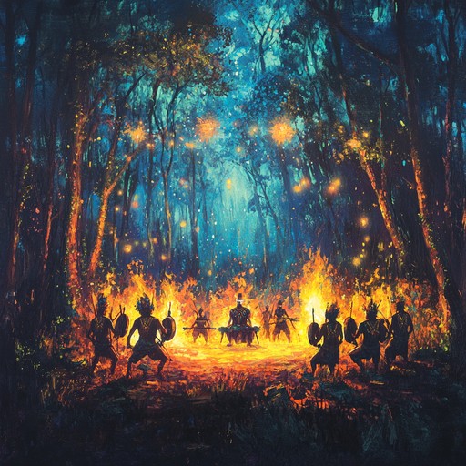 Feel the primal energy of ancient rituals through powerful, echoing rhythms deep in primeval forests. Drums and chants guide you to a mystical connection with ancestral spirits