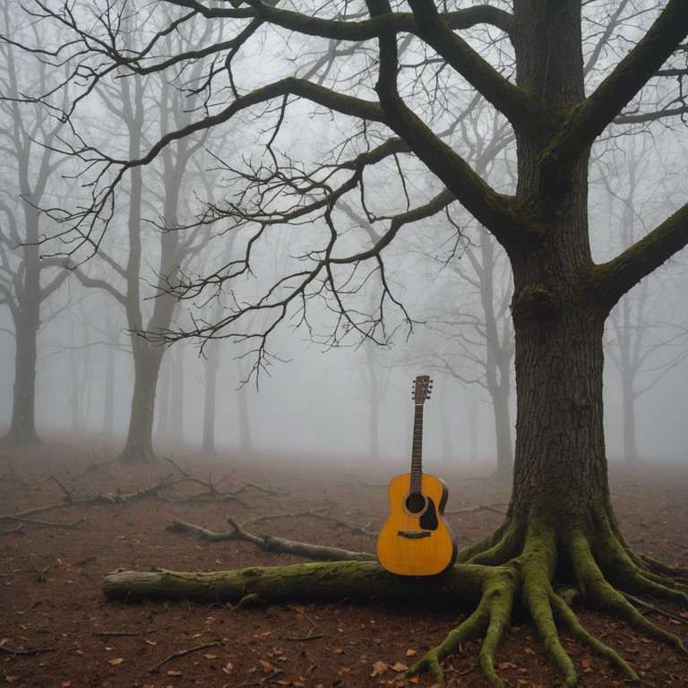 A journey through the echoing corridors of memory, guided by the soothing, yet unsettling sound of an acoustic guitar. The song embodies the essence of forgotten traditions, blending modern sentiments with ancient folklore influences captured in the fragile whispers of the strings.