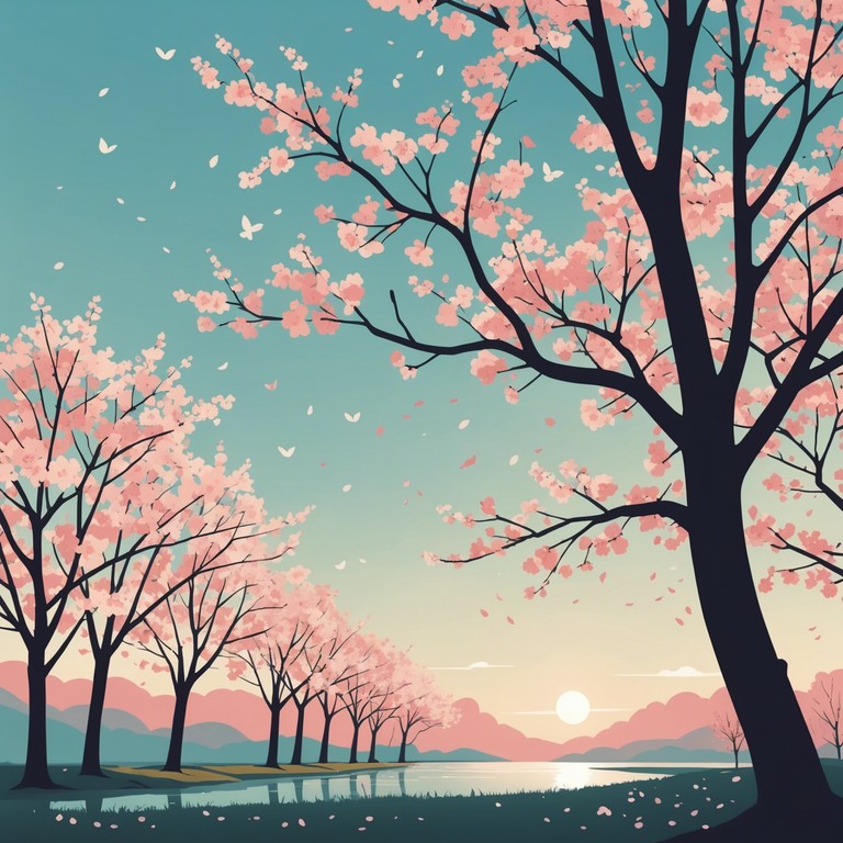 This composition captures the serene and uplifting feeling of a new day in a beautiful, blossoming sakura garden, evoking themes of hope and renewal. Ideal for scenes showing new beginnings or emotional growth in anime.