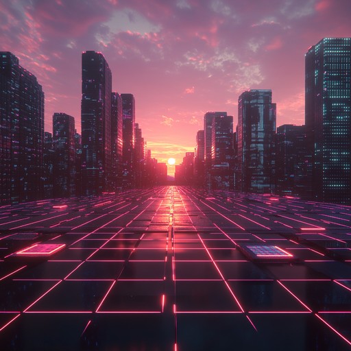 This instrumental piece paints the emergence of a new day in a cybernetic universe, where neon hues color the sky. The powerful synth melodies and pulsating rhythms capture the energy and mystery of a world where technology reigns supreme.