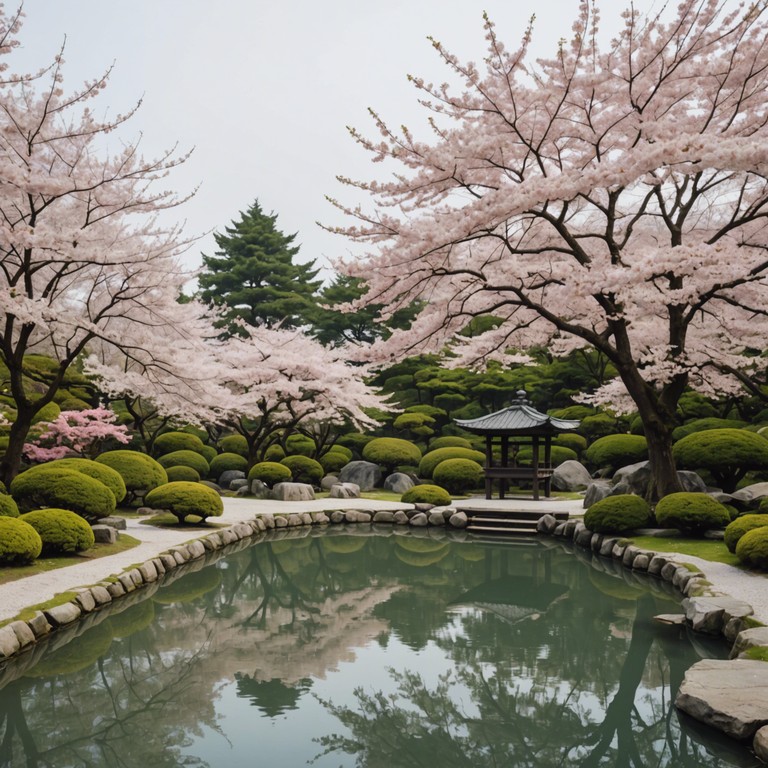 The track features a soft melody that captures the essence of a tranquil japanese garden during cherry blossom season. As the light notes of the koto pluck through the air, listeners are transported to a serene, almost ethereal place, where the stresses of daily life fade away, replaced by a calming peace and introspective tranquility.