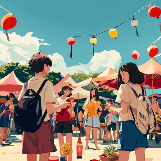 An enchanting blend of bouncy piano and lively rhythms creates a cheerful and uplifting anime song. Bursting with joyful energy, this track captures the essence of a festive summer day, perfect for bringing smiles and light hearted fun to any scene.