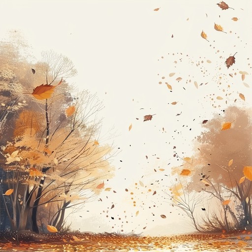 A calming lofi track that captures the essence of a crisp autumn day, featuring gentle guitar strums, ambient field recordings of rustling leaves, and soft synths. The music evolves with subtle beats to evoke a sense of reflection and tranquility, making it perfect for studying or unwinding.