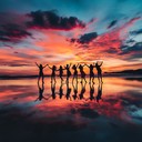 groovy spirits dance under colorful evening sky glow.