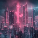 a foreboding cyberpunk instrumental featuring dark synths and heavy beats