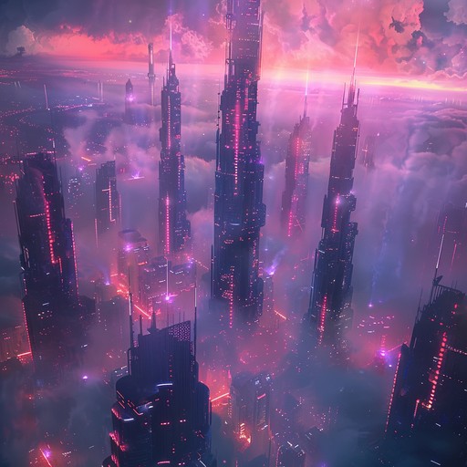 Immerse yourself in a vibrant and dynamic musical journey set in a futuristic neon city, intertwining powerful electronic beats with cinematic orchestral strings, creating an epic and emotive soundscape perfect for anime storytelling