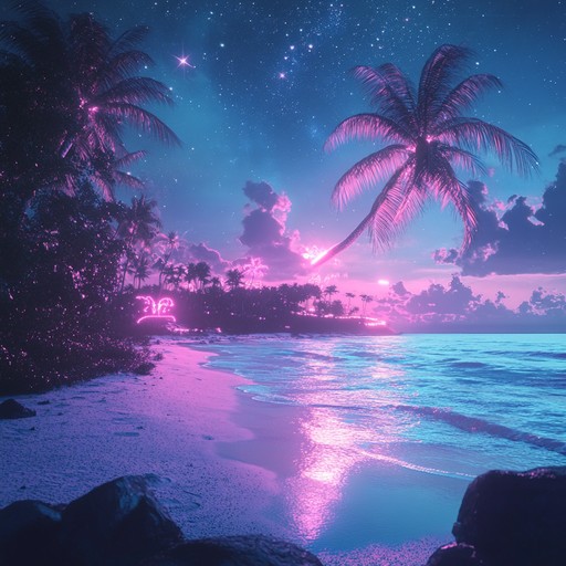 This instrumental chillwave song blends vibrant neon synth melodies with warm tropical rhythms, creating an uplifting and dreamy soundscape that evokes images of colorful sunsets over palm lined beaches.