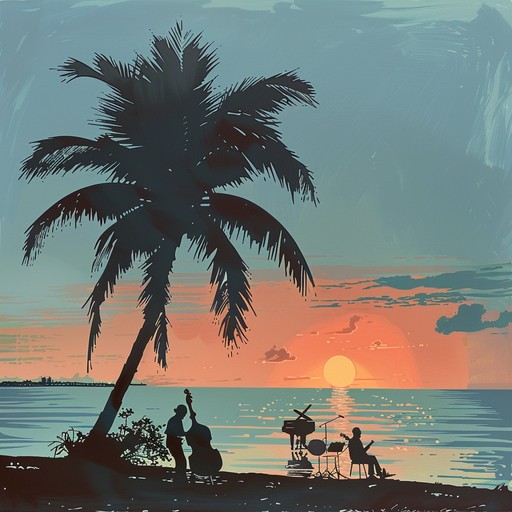 A fusion of reggae's classic off beat rhythms with smooth jazz elements, creating a laid back but engaging soundscape perfect for unwinding by the beach at sunset. The interplay of relaxed bass lines, percussive guitar strums, and smooth saxophone melodies evokes a warm, soothing atmosphere.