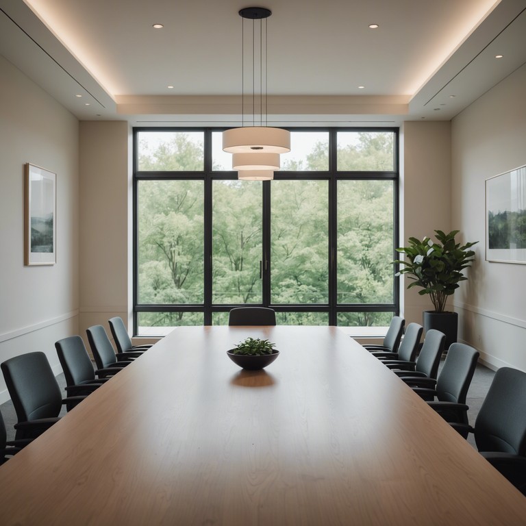 Featuring a gentle progression of chords, this alternative version adds subtle string elements to enhance the sense of forward moving clarity, perfect for professional spaces aiming to augment focus and thoughtful atmosphere.