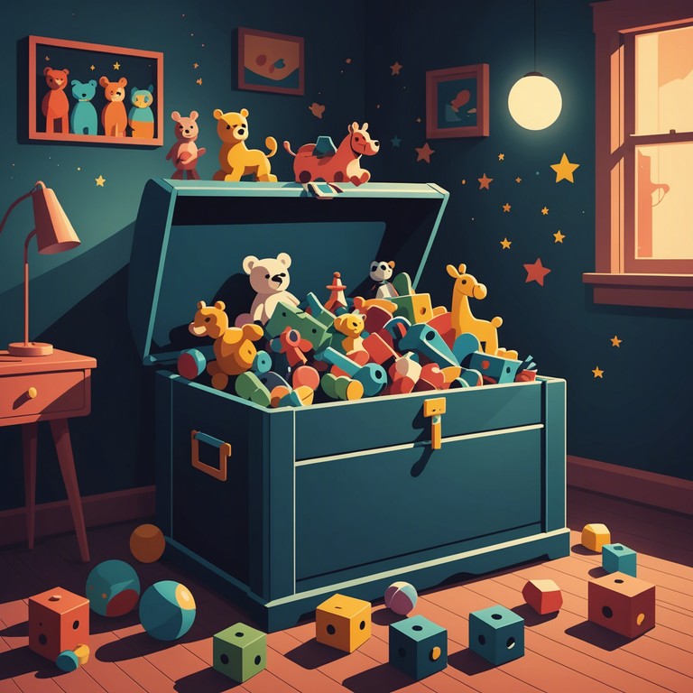 This track delves into a soothing, ethereal journey, using toy like sounds to evoke a sense of wistful nostalgia mixed with modern electronic textures. The result is a mesmerizing soundscape that feels like floating through a dreamscape filled with soft, pulsing lights from childhood memories.