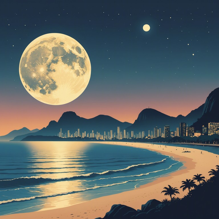 A sultry and captivating bossa nova track that carries the essence of a warm, breezy rio de janeiro night. Soft percussion melds with melodic strings, encapsulating the intimate moments under the moonlit sky.