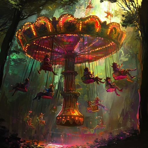 Immerse in an enchanted elfin world with a whimsical melody capturing the carefree amusement of an elf at a carnival. The music features playful marimba rhythms, curious twists, and a bouncy beat, creating a light hearted, magical atmosphere filled with unexpected delights and charming mischief.