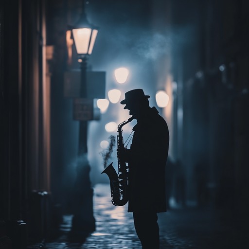 An instrumental jazz piece that evokes the feeling of wandering through a quiet city at night, where neon lights flicker and hidden stories unfold in the alleys. The music is mysterious and contemplative, with a smooth saxophone leading the melody over a laid back rhythm section.