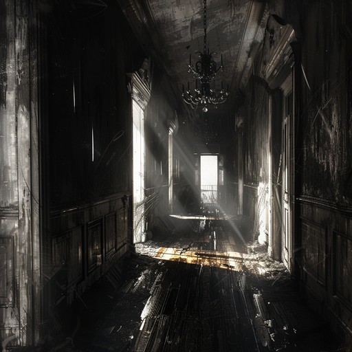 Racing through dim corridors, an electrifying string ensemble rapidly builds suspense, invoking the feeling of being pursued by invisible forces inside a forsaken mansion. Echoing footfalls and eerie whispers amplify an anxious knot within the listener, driving them into a dramatic, tension packed experience