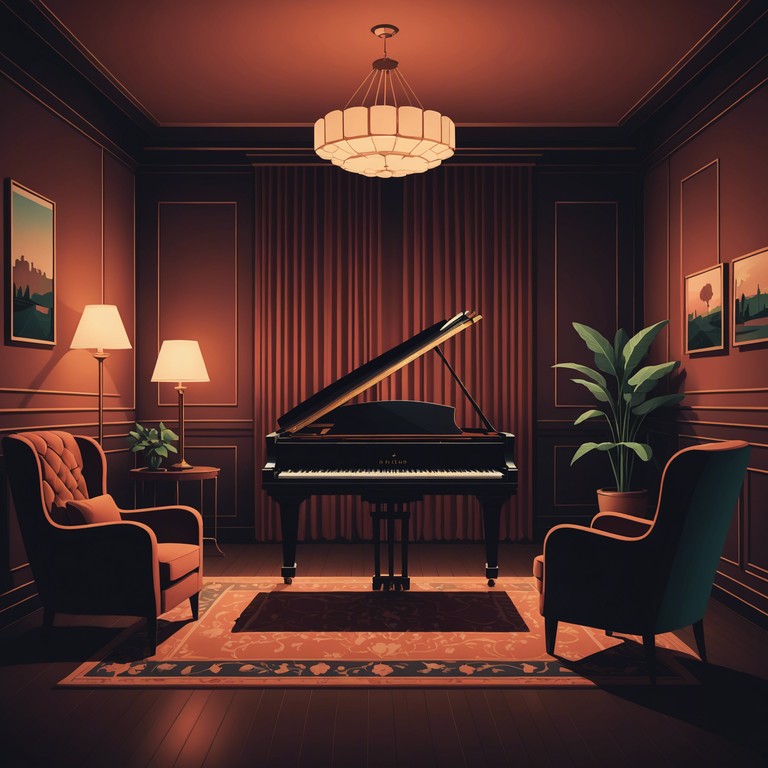 A lounge piece that captures the melancholy yet serene essence of the day transitioning into night, where soft piano chords mingle with the subtle bustle of fading surroundings.