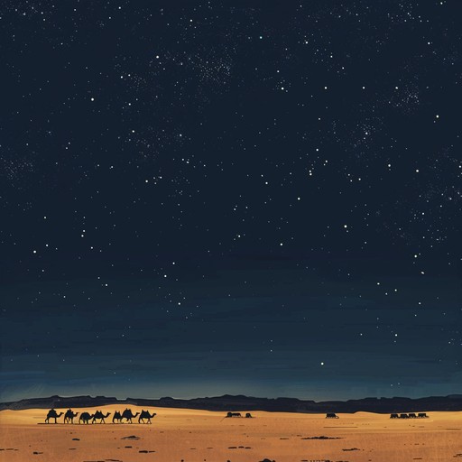 Immerse yourself in a mesmerizing journey that conveys the allure and mystery of ancient desert caravans. This track combines traditional arabic melodies with modern production, incorporating sounds of the oud and ambient desert winds. Perfect for evoking scenes of vast golden dunes, starry night skies, and mystical oases.