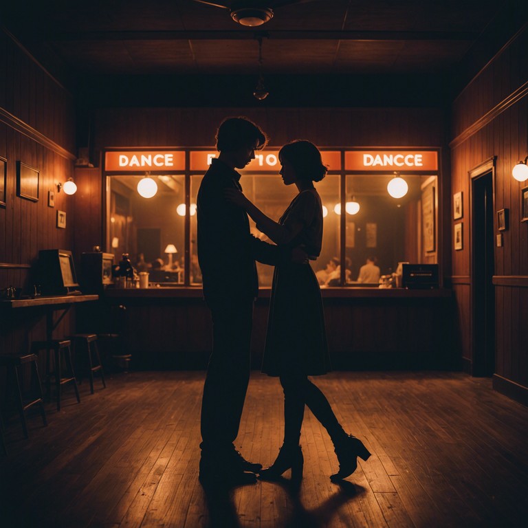 Shadows dance softly captures the essence of a covert lovers' rendezvous at the stroke of midnight. Under the moonlight, shadows converge, moving to the rhythm of a bandoneon's persuasive melodies, seductively intertwining both listeners and dancers into the depth of the night.