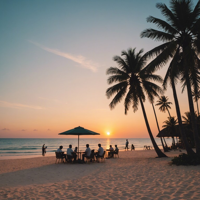 Imagine a lively street carnival in the tropics, where the steel drum leads a dance procession through colorfully lit streets, blending seamlessly with cutting edge urban dance beats.