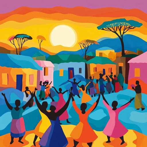 An energetic and uplifting afrobeat instrumental, showcasing dynamic percussion and cheerful melodies that make you want to dance, capturing the essence of a lively african dawn