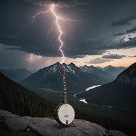 rapid banjo rhythms mimic stormy mountain weather