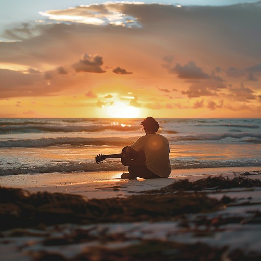 Lush acoustic guitar melodies paired with soft percussion create a nostalgic bossa nova tune perfect for reflecting on bittersweet summer evenings by the sea. Echoes of longing and gentle waves blend with the rhythm, inspiring introspection and a touch of sadness. The slow, soothing tempo captures the essence of a quiet beach at dusk, bringing a sense of calm and melancholia.