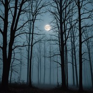 eerie melodies weave through serene nighttime woods