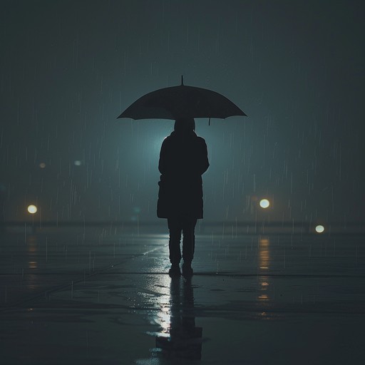 A soothing yet melancholic soundscape with soft raindrop effects and dark tonalities, perfect for introspective thoughts and nocturnal musings