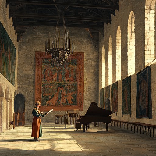 An instrumental piece that captures the gallant tales of medieval troubadours, combining melodic lutes with sweeping orchestral arrangements to evoke an epic narrative of heroism and romance. The track seamlessly blends medieval troubadour motifs with grand orchestral layers, bringing out profound emotions and atmospheric grandeur.