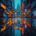 a serene cyberpunk instrumental exploring calm in urban neon