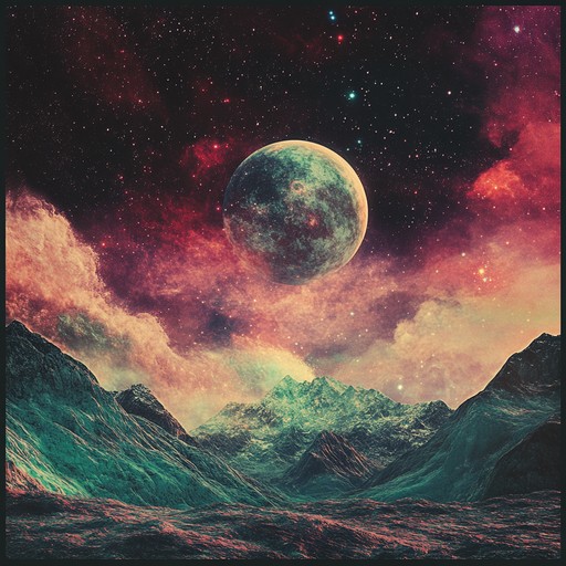 A journey through cosmic soundscapes with dynamic experimental rock and unexpected twists, featuring pulsating rhythms, eerie melodies, and ambient textures creating a thrilling auditory adventure.