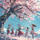 energetic tune inspired by colorful anime cherry blossom festivals