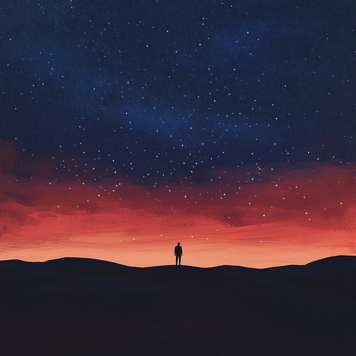 An instrumental piece that combines traditional middle eastern scales with modern electronic ambient textures, creating an otherworldly and mesmerizing soundscape that evokes the feeling of wandering through a vast desert under the stars.