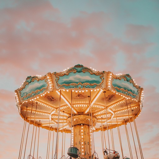 A lighthearted, upbeat waltz that captures the joyful essence of a whimsical amusement park ride, featuring sprightly melodies and a lively tempo that evokes the nostalgic charm of a carousel. The music combines playful orchestration with a touch of elegance, perfect for a fun and carefree setting.