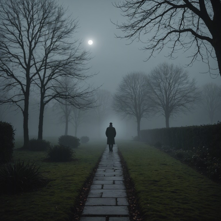 In this track, ethereal synths blend with deep, mournful melodies to create a haunting yet passionately romantic atmosphere. The music simulates the sensation of wandering through a foggy, moonlit landscape, wrestling with the ghosts of past loves while yearling for closeness and warmth. The careful modulation of tones crafts a sound that is both soothing and eerie, perfect for a contemplative evening or a solemn romantic encounter.