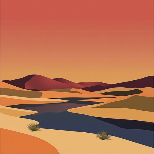 Gentle strings and wind instruments create a peaceful ambiance reminiscent of a tranquil evening in the desert. The composition blends traditional middle eastern melodies with serene soundscapes, transporting the listener to an oasis under a setting sun.