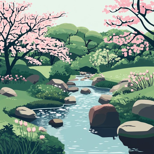 An instrumental pop piece blending soft melodies with ambient sounds, drawing inspiration from the tranquility of japanese zen gardens, creating a calming and peaceful atmosphere.