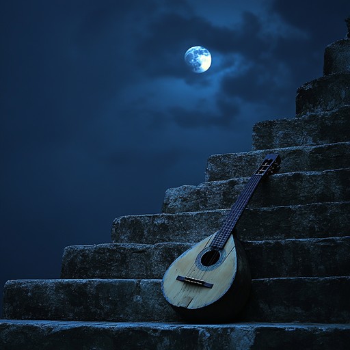 An instrumental piece featuring the haunting sound of the oud, capturing the essence of melancholy and drama through intricate melodies that evoke memories of lost love and time, set against a backdrop of middle eastern musical textures.