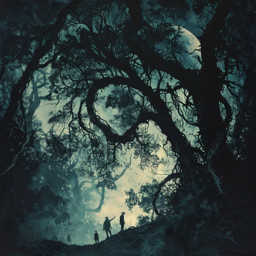 Melancholic violin and rustic sounds evoke forgotten folk legends of eerie, ancient traditions in shadowed woodlands, merging nature and mysticism