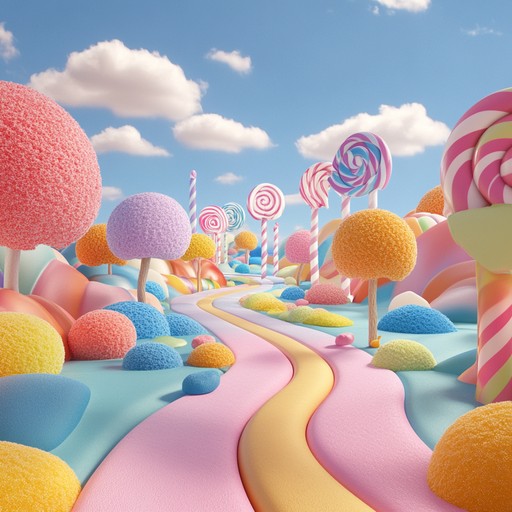 Infuse your playlist with whimsical charm through melodies inspired by candy inspired landscapes. This pop track features catchy tunes, ukulele strumming, and a playful, upbeat rhythm ideal for nostalgic, fun projects. Future bass touches add modern energy.