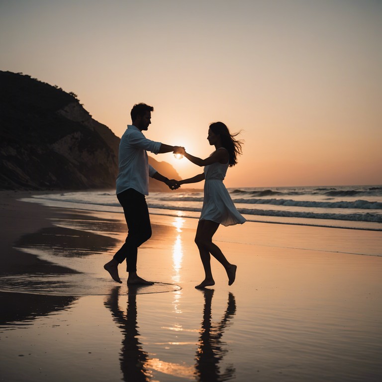 This track features gentle samba rhythms that capture the essence of a romantic sunset dance on the beach. The music flows with a soft yet engaging tempo, perfect for an intimate couple’s dance. With subtle romantic undertones, it encapsulates the beautiful fusion of love and tropical serenity.