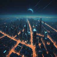 neon vibes in electronic cityscape.