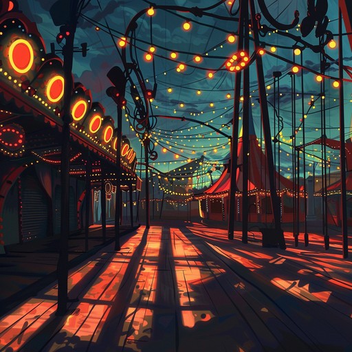 A fairground theme that captures both playfulness and eeriness. Whimsical calliope melodies are juxtaposed with dark, haunting synths and subtle whispering effects. The result is a fascinating blend of light and shadow, evoking both fun and sinister delights.