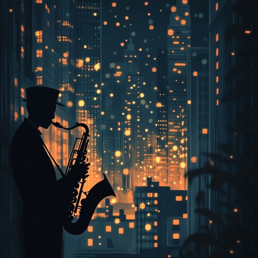 An instrumental track combining smooth saxophone melodies with ambient electronic elements, creating a tranquil atmosphere reminiscent of quiet nights in the city.