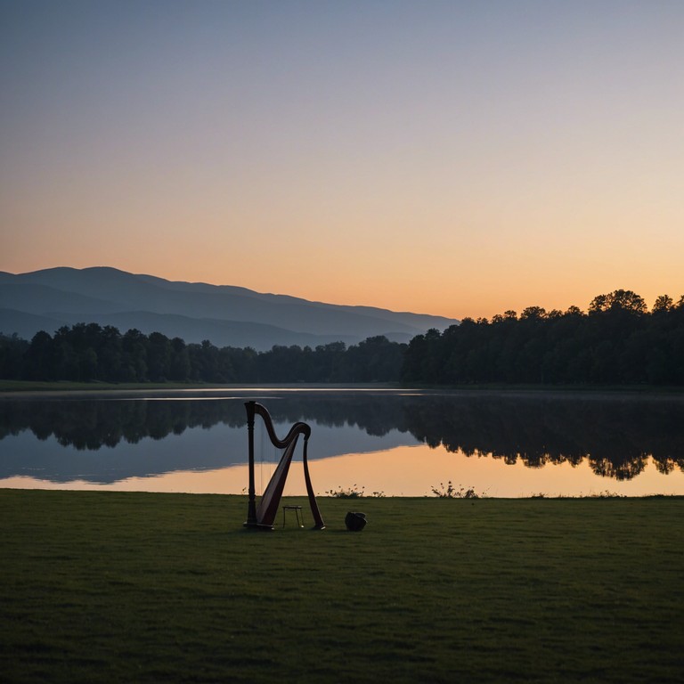 This composition features a meandering melody that captures the essence of twilight, shifting from serene to mischievous, encapsulating the nuance of a whimsical evening. The piece, primarily performed on a harp, leverages plucking techniques to create a texture that feels both ancient and fleeting, like the last light of day dancing on ancient cobblestones.