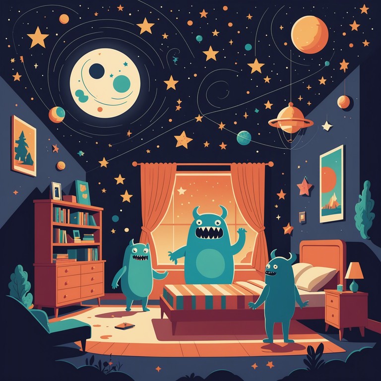 A joyful and energetic exploration aimed at making the concept of nighttime monsters enjoyable and fascinating for children, turning fear into fun.